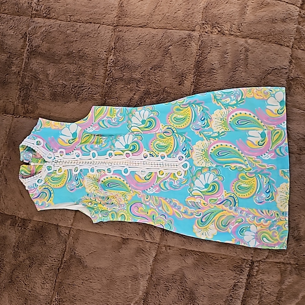 Lilly Pulitzer Alexa Shift Dress Shorely Blue Double Trouble size 4 Excellent